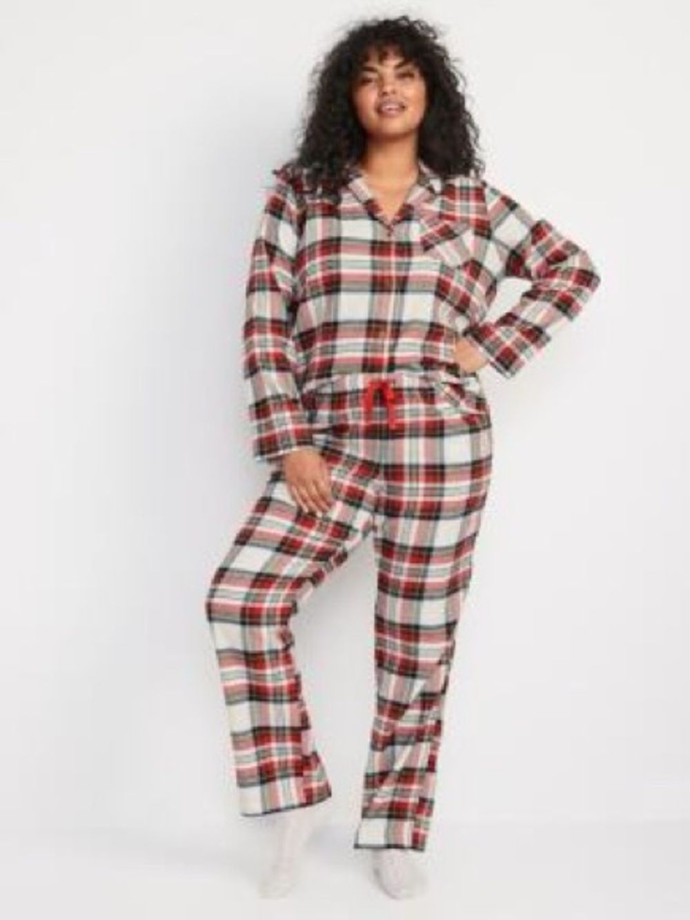 Old Navy Red, White and Black Plaid Flannel Pajama Set